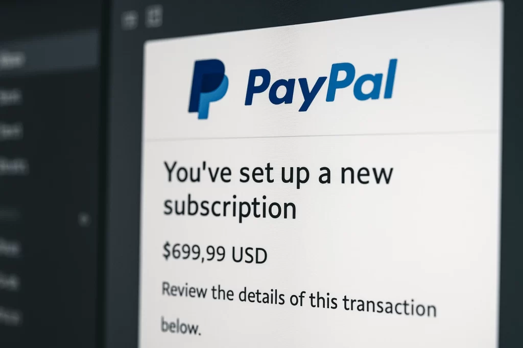 PayPal Subscription Scam